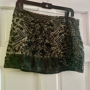 All Saints Black Sequin Mini Skirt